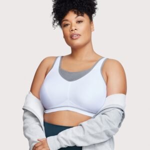 No-Bounce Camisole Elite Sports Bra White/Gray