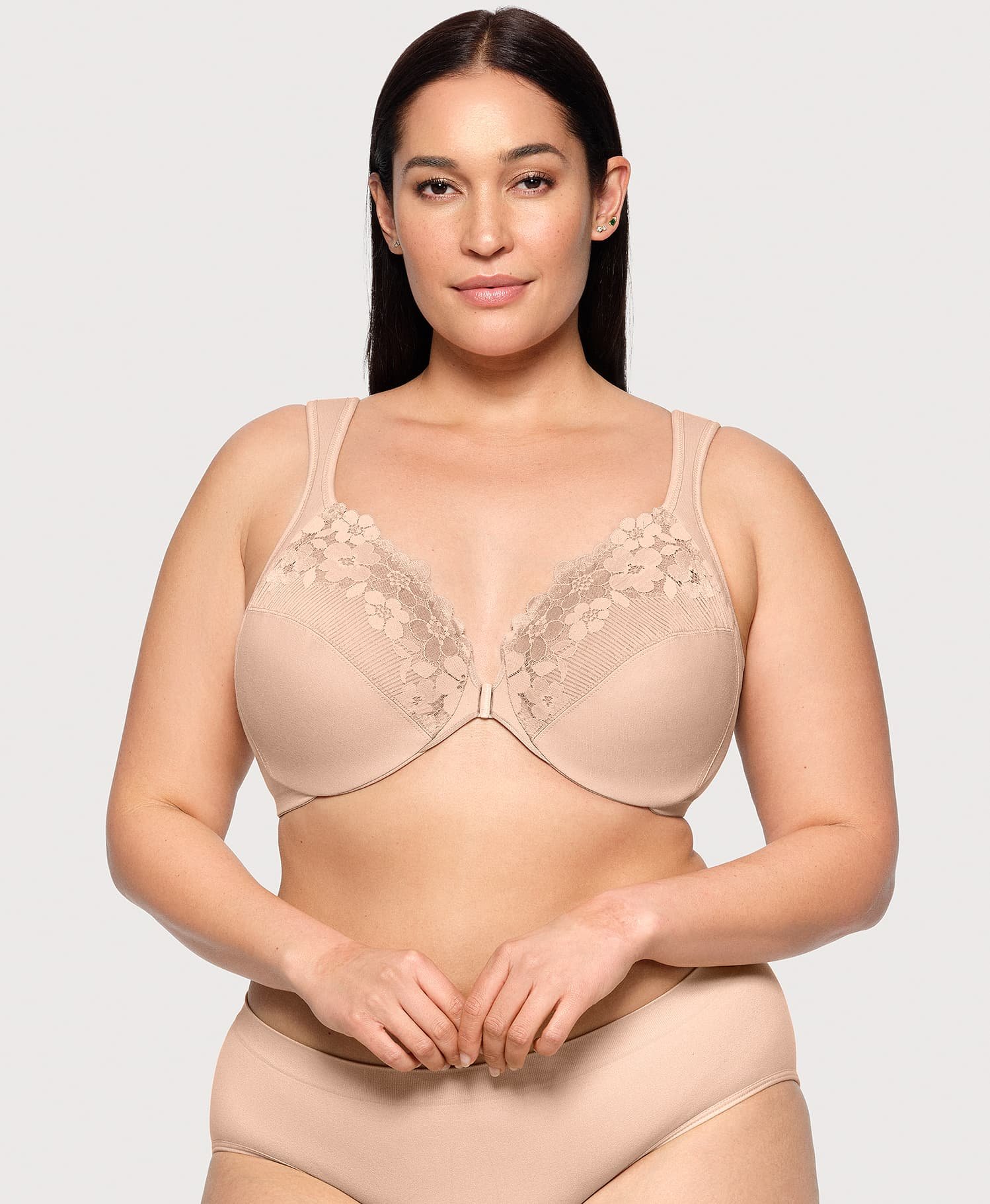 Front-Closure Cotton WonderWire Bra Cafe - Image 3