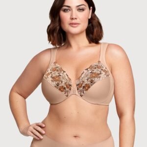 Front-Closure WonderWire Bra Cafe Print