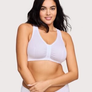 Front-Closure Cotton T-Back Comfort Bra White