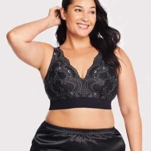 Bramour Lexington Lace Plunge Bralette Black