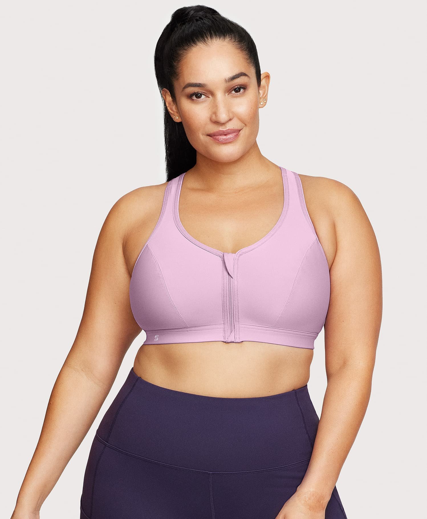 Front-Closure Zip Up Sports Bra Lavender - Image 5