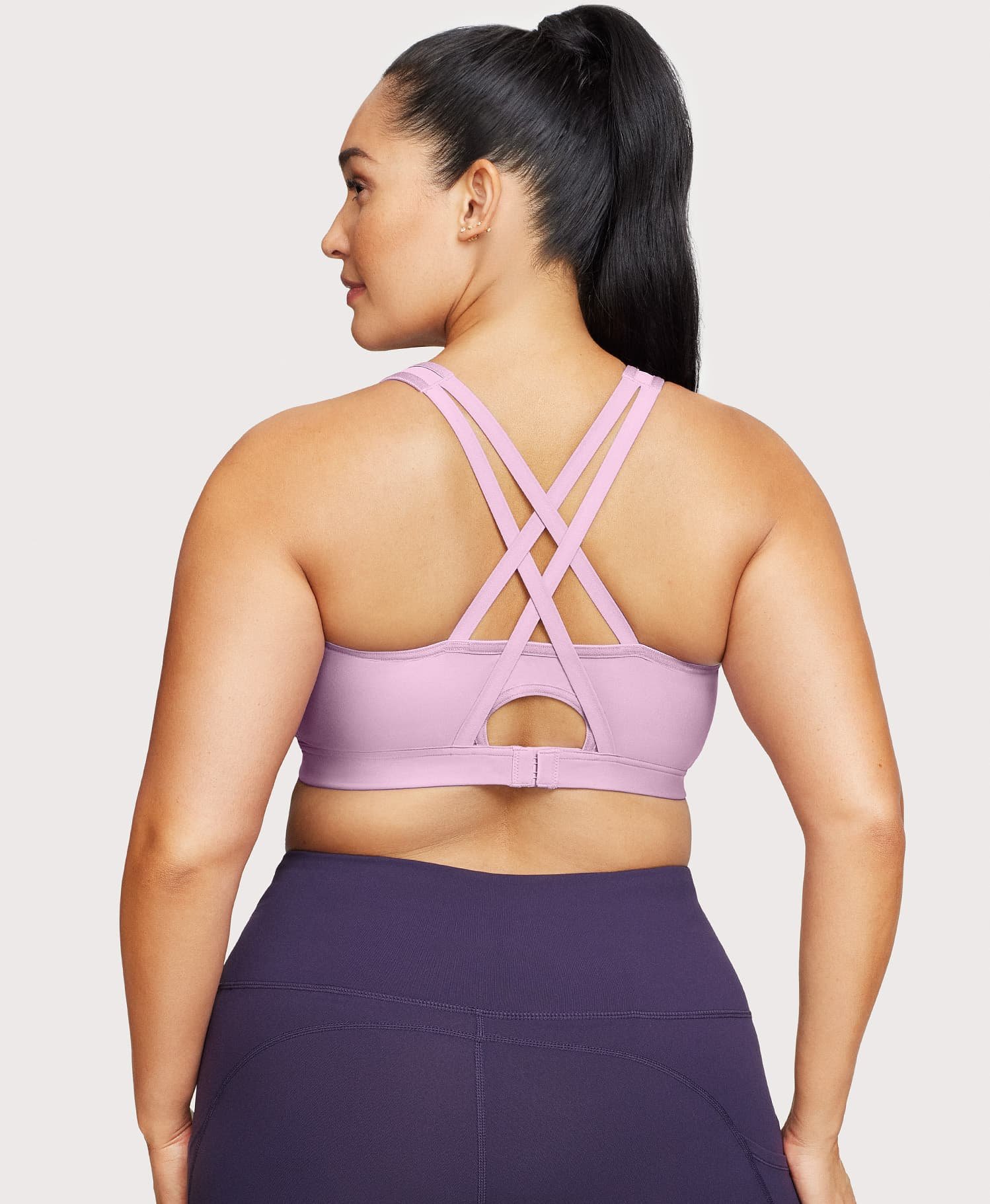 Front-Closure Zip Up Sports Bra Lavender - Image 2
