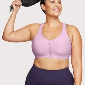 Front-Closure Zip Up Sports Bra Lavender