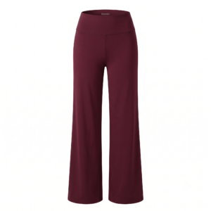 Ecomliv Women's High-Waisted Wide Leg Yoga Pants – Buttery Soft Burgundy Lounge Trousers